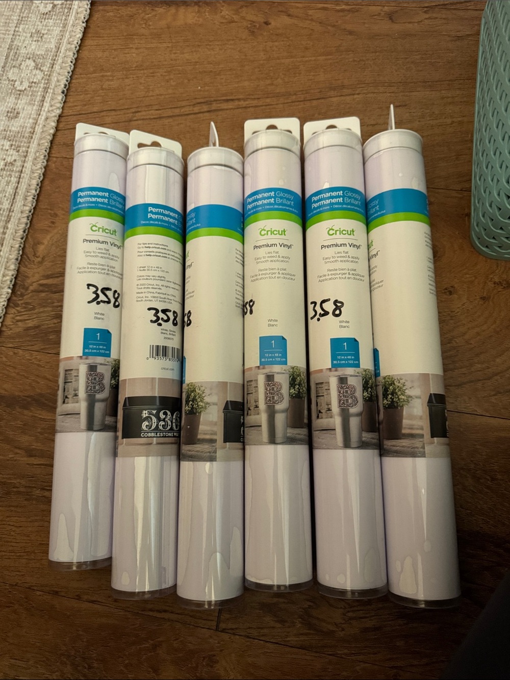 Cricut Premium Vinyl Permanent Glossy - White Rolls (6 Pack)
